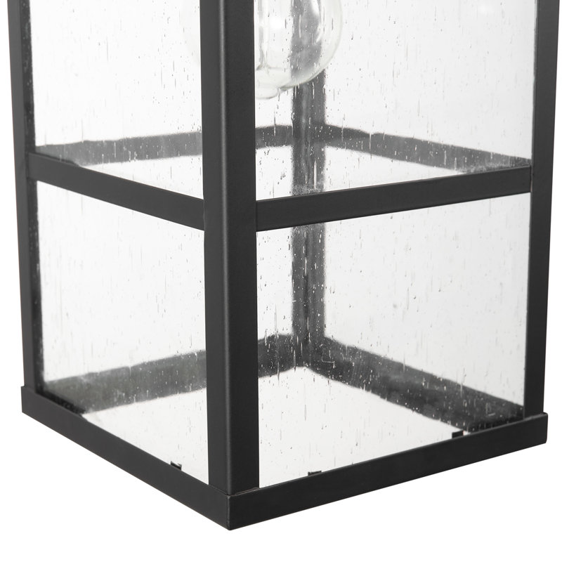 Applique murale d'extérieur 1 lumière noire mate avec abat-jour en verre bullé Makaili