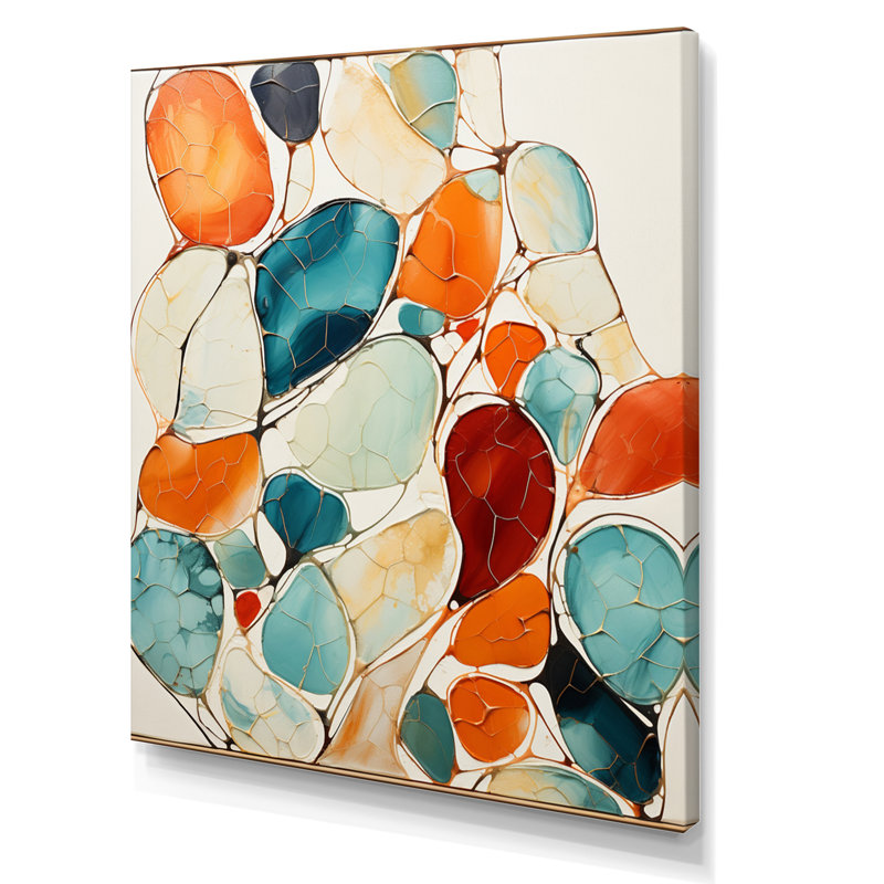 «Ingvarda Blue Mid Century Midcentury Mosaic I», reproduction sur toile, H 20 po x l 12 po x P 1 po, Toile tendue