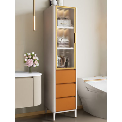 Meuble-lavabo moderne en bois d'hévéa minimaliste avec portes en verre