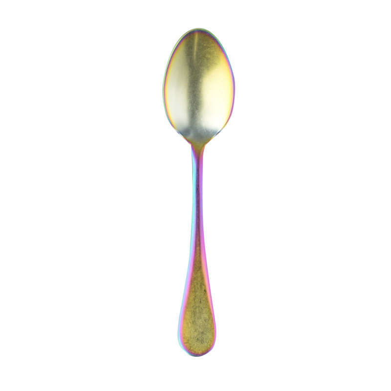 Vintage Stainless Steel Coffee Spoon, Pewter Rainbow