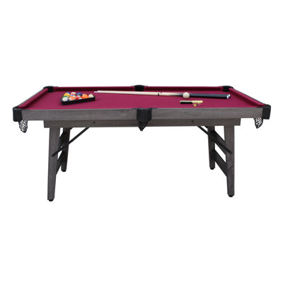 Hathaway 6 Ft Portable Pool Table, Adult Folding Billiard Tables for Game Room with Easy Foldable Storage, Includes Billiard Balls, Cues, Chalk & Brush