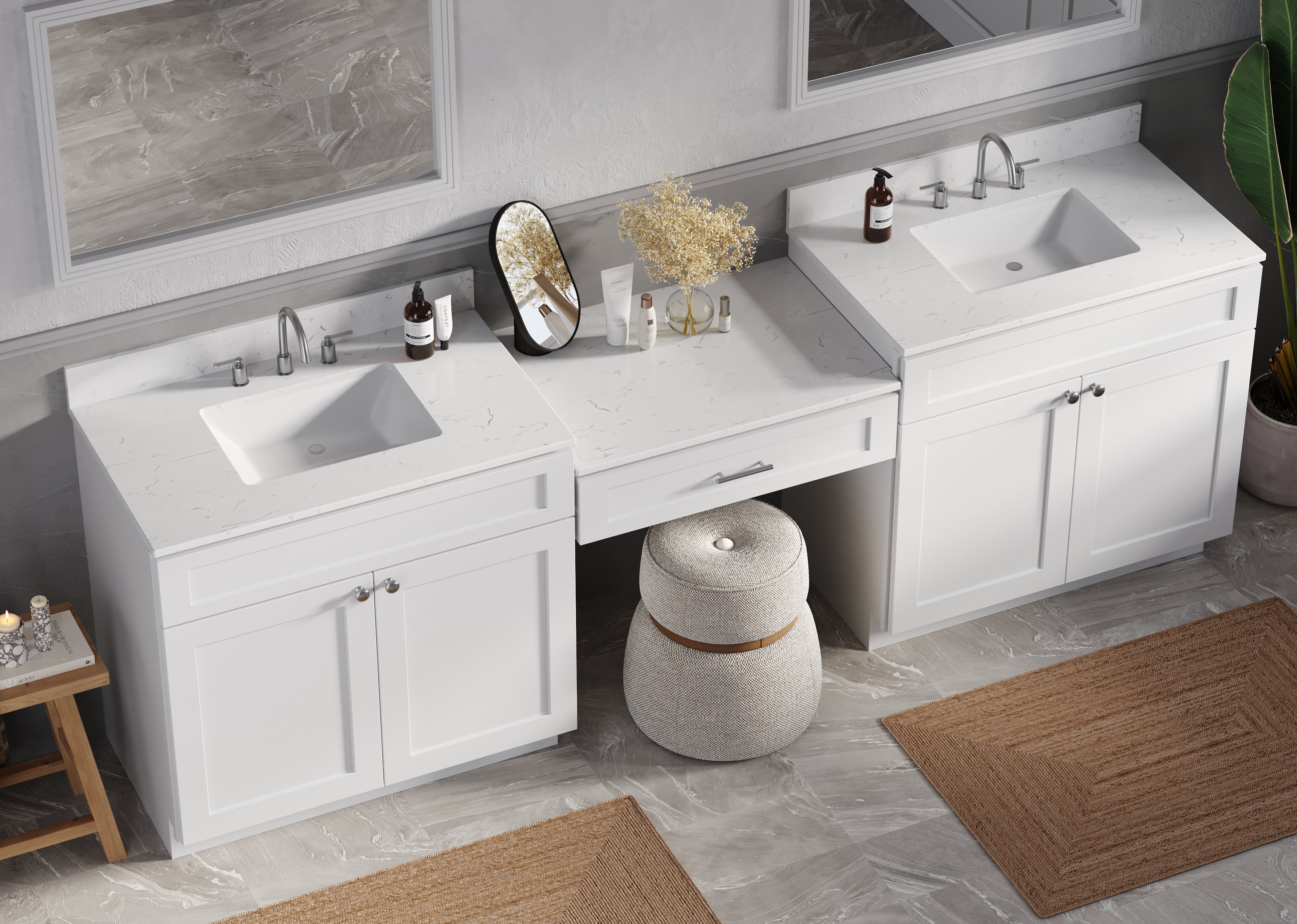 DISAR 103'' Double Bathroom Vanity with Quartz Top | Wayfair