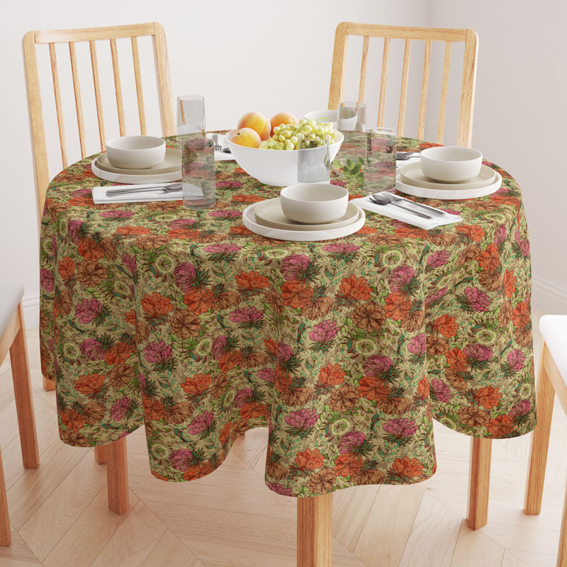 Kadence Natures Flowers Tablecloth, 120" L x 120" W