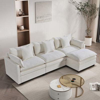 Canapé modulaire en L 108,66 "en chenille moderne avec méridienne convertible, canapé modulaire profond avec repose-pieds Comfy Cloud