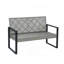 Ensemble de meubles de patio 4 pièces pour balcon, porche, jardin, jardin, cour, plateau de table en bois d'acacia gris, coussin bleu et rotin gris clair-2072602709-2072602710