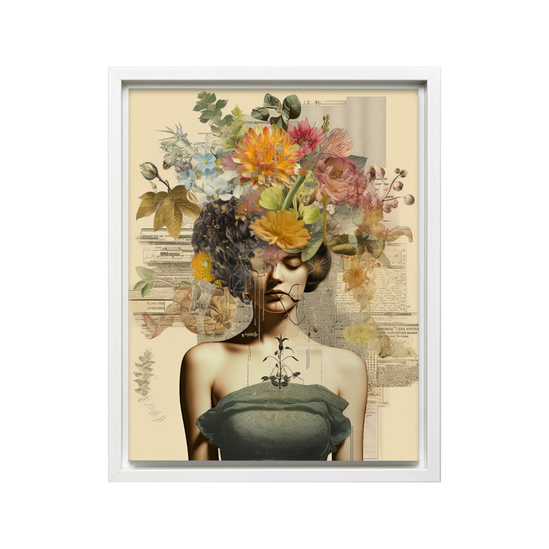 Portrait de femme surréelle no 3, Canvas, White Framed, 11"H x 14"W