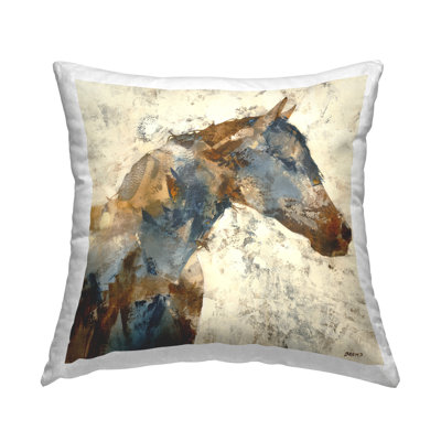 Abstract Farm Horse Rural Rustic Animal Portrait Printed Throw Pillow Design By Scott Brems