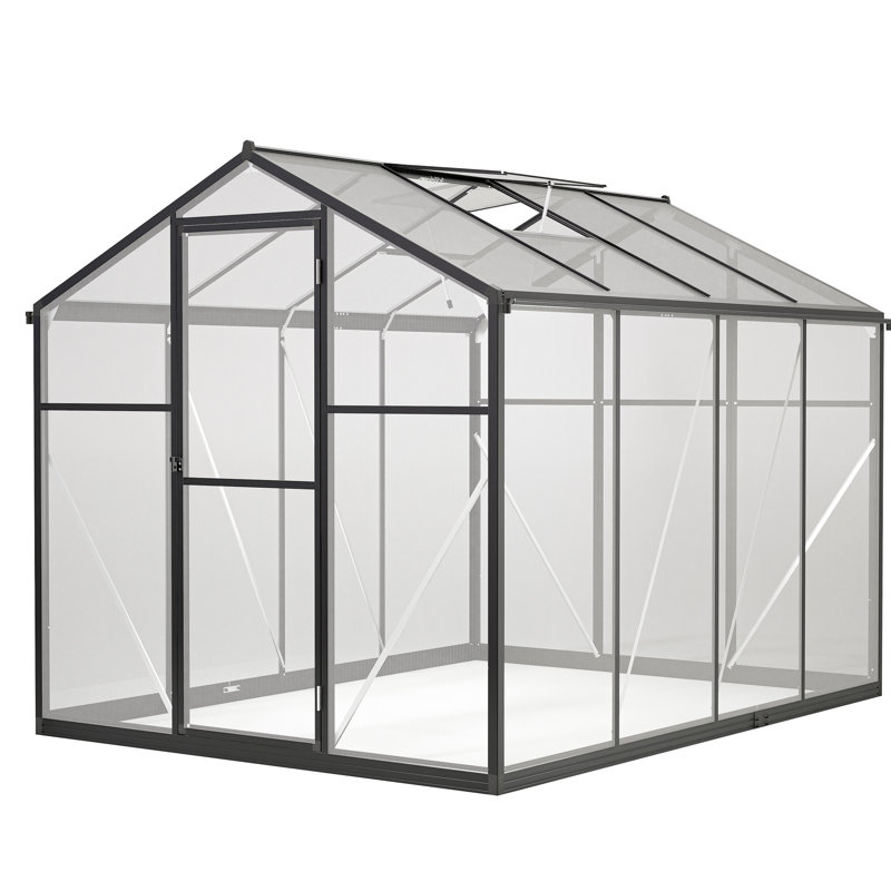 Serre de plain-pied avec contrôle de la température - et pratique 6 x 8 pi avec couvercle en polycarbonate