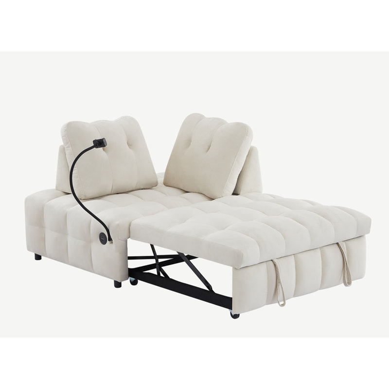 Canapé-lit escamotable, Velours beige