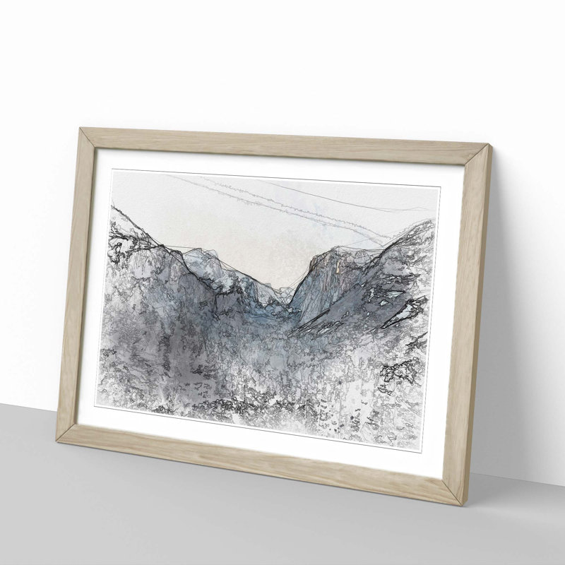 Yosemite National Park at Winter in Abstract - Picture Frame Graphic Art Print, Oak, 40cm H x 60cm W x 2cm D