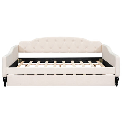 Lit de jour beige avec lit gigogne simple - Améliore le revêtement de l'atmosphère de la pièce et complète et attrayante