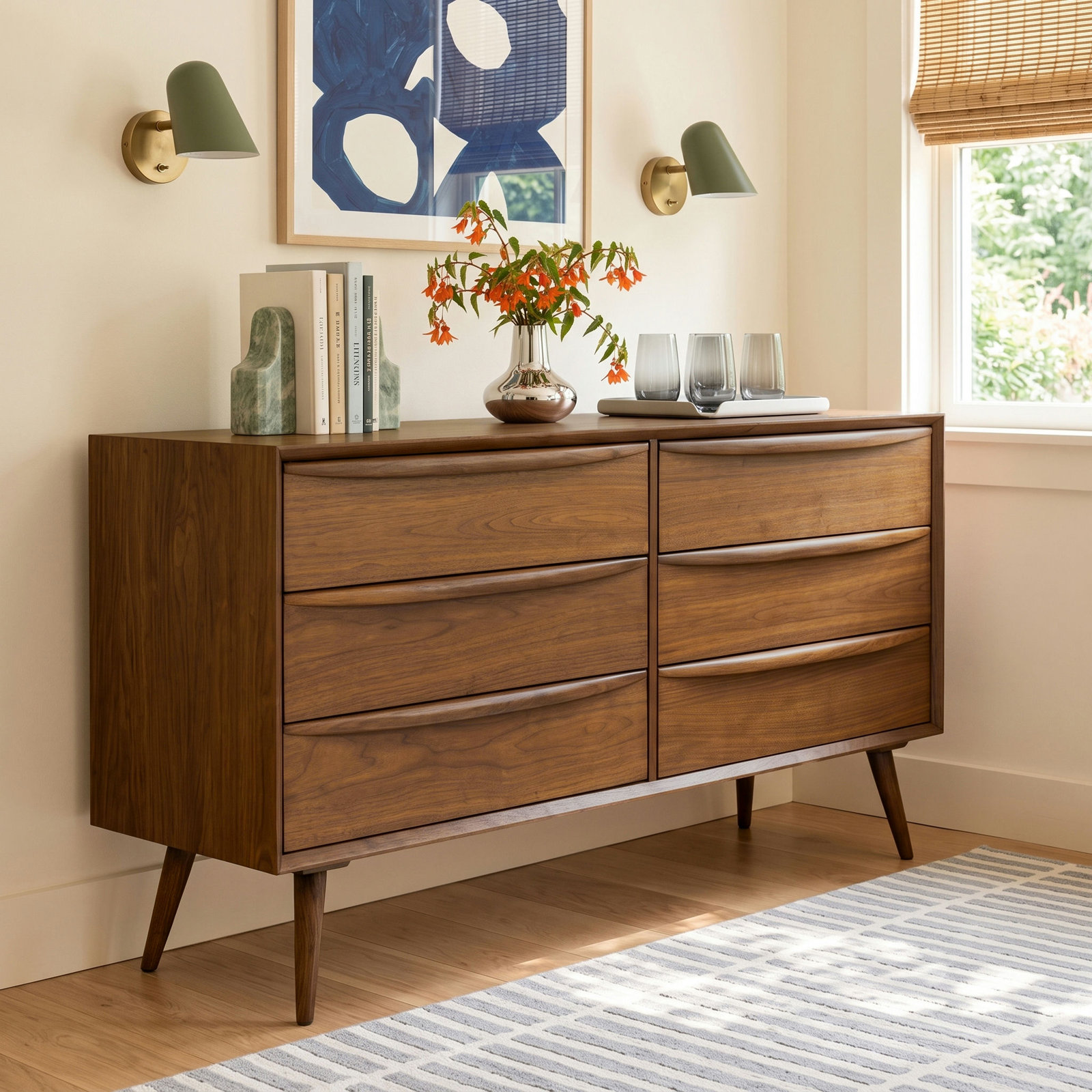 63" Walnut Double Dresser