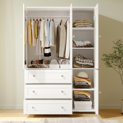 70.9'' H 3-Drawer Wood Armoire with Mirror