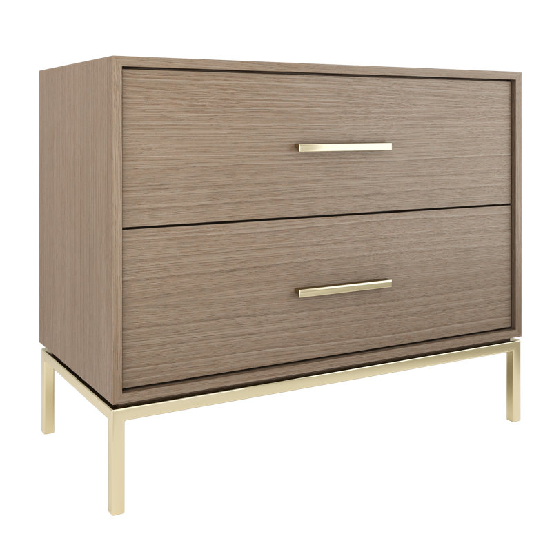 Rift White Oak Two-Drawer Single Bath Vanity, Natural Weathered, Satin Gold, 42"