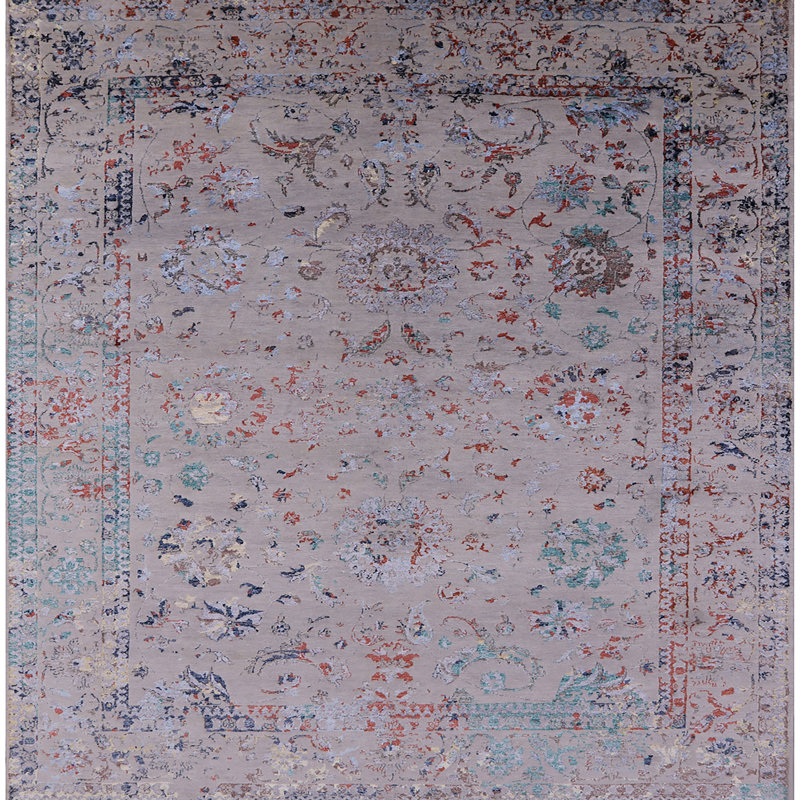 Tapis oriental gris, Carré 3 pi