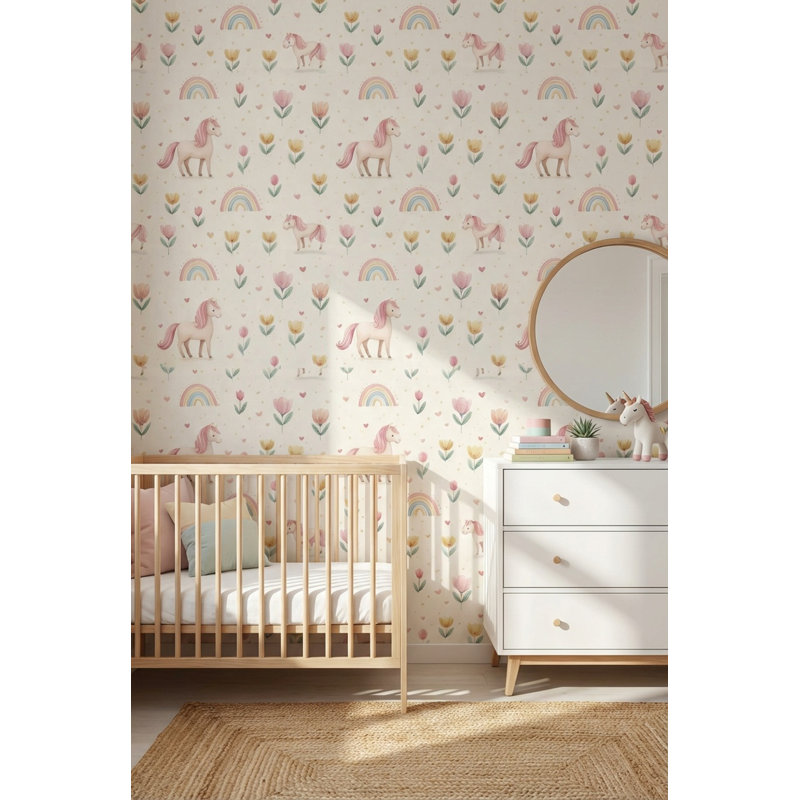 Papier peint licorne fantaisiste, Peler et coller