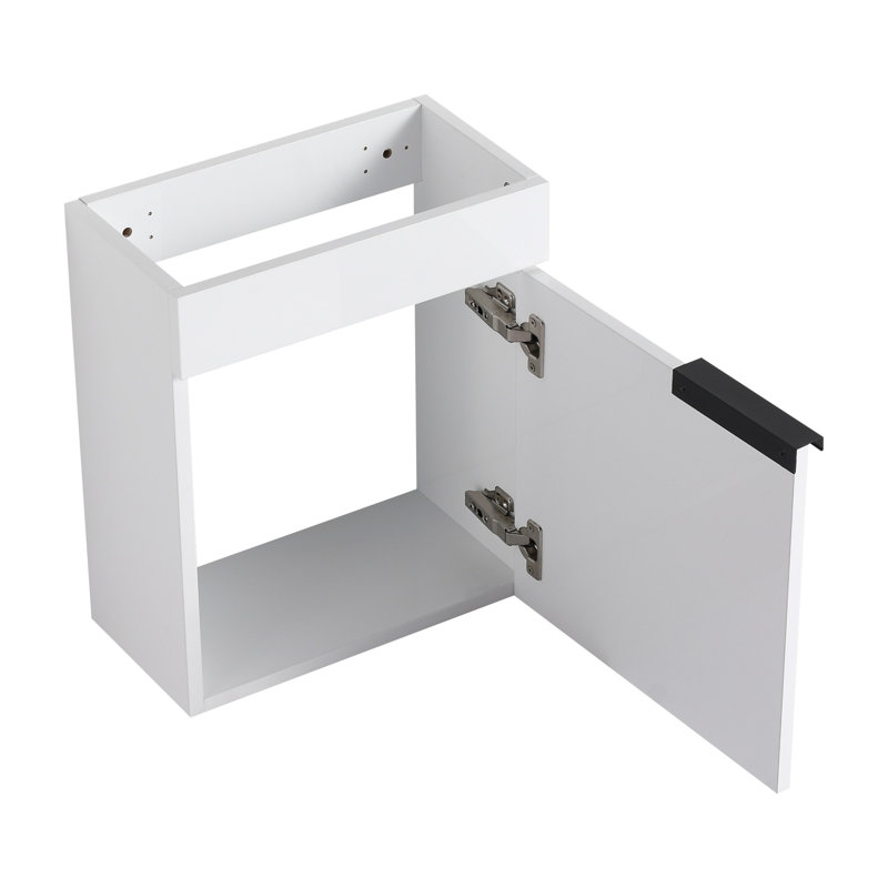 Meuble-lavabo à fermeture en douceur avec lavabo, 16 po, Blanc brillant / noir