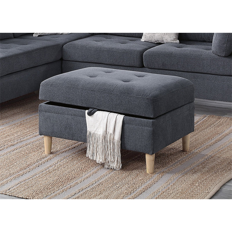 Canapé modulaire réversible 3 pièces PCS, Chenille gris charbon