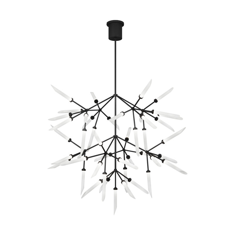 Spur LED Chandelier, Matte Black, 3, 43.2"H x 41.1"W x 41.1"D