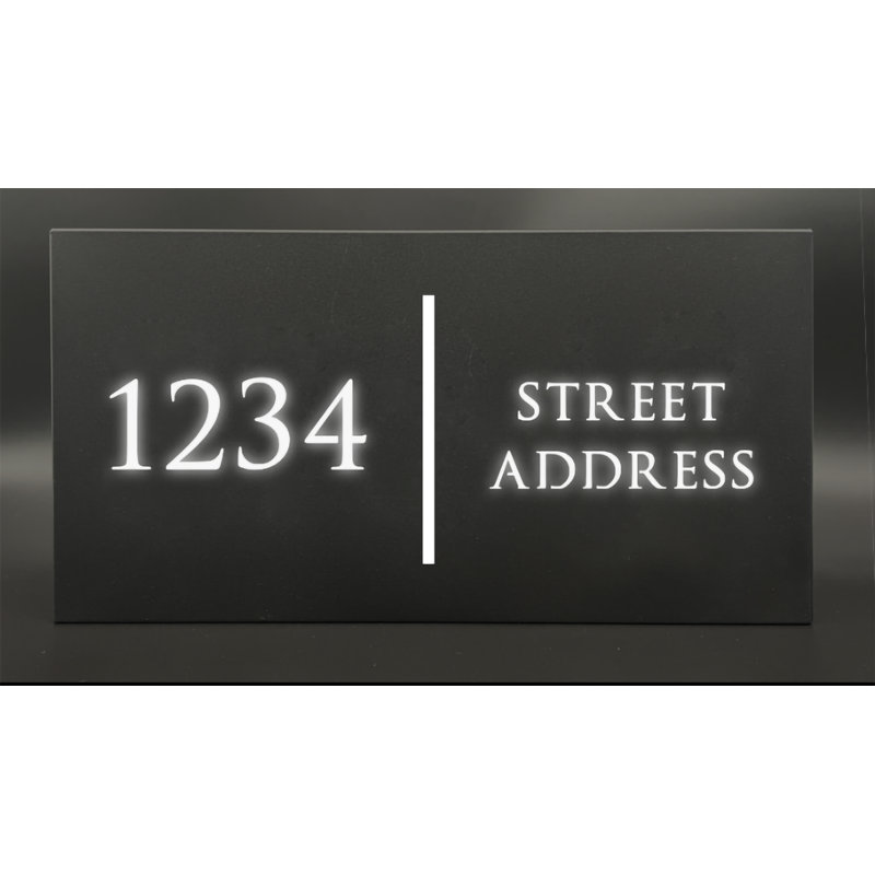Panneau d'adresse en aluminium illuminé, Noir