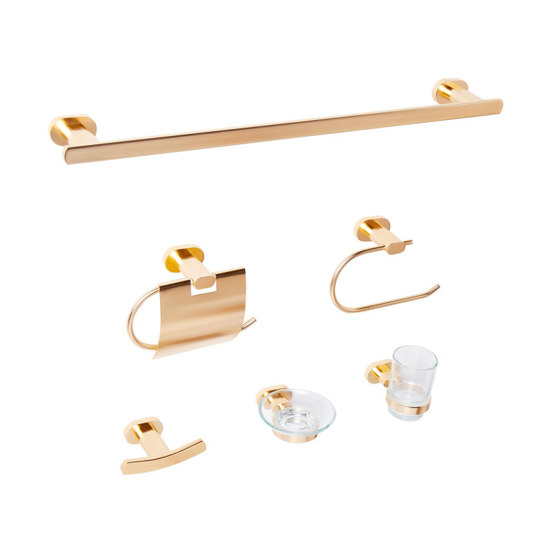 6-Piece Bathroom Hardware Set TOCOPILLA with Towel Bars and Hooks, Gold