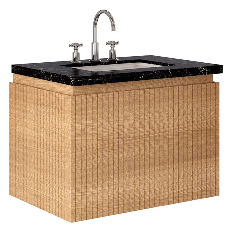 Melrose 30'' W Single Vanity, White Ash, 30", Black
