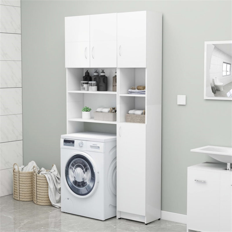 Campbellton vidaXL Bathroom Cabinet 32x25.5x190 cm Engineered Wood, White