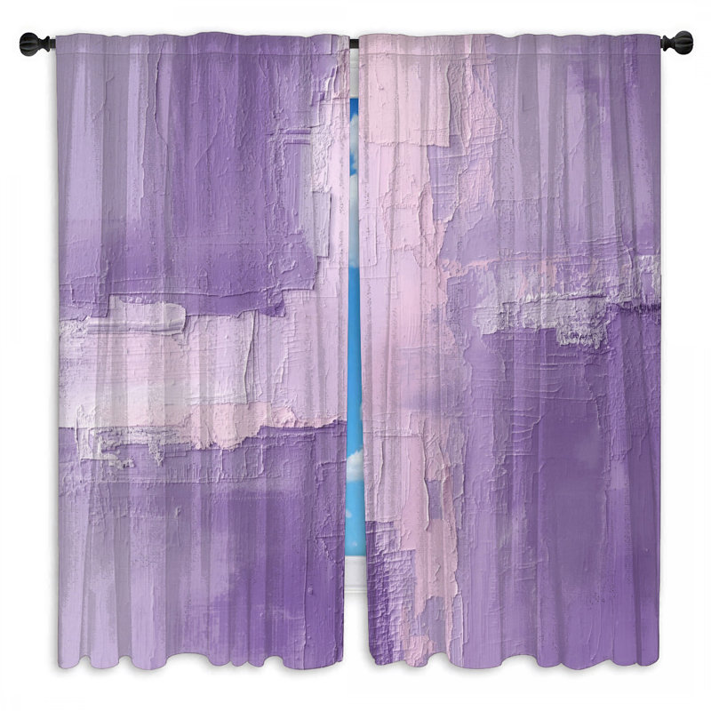 Rideaux texturés mauve à texture abstraite et obscurcissant - 2 panneaux, 56 po x 76 po - 2 panneaux, Transparent