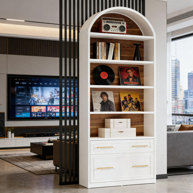 Arched shape Hudock with 2 drawers and open storage