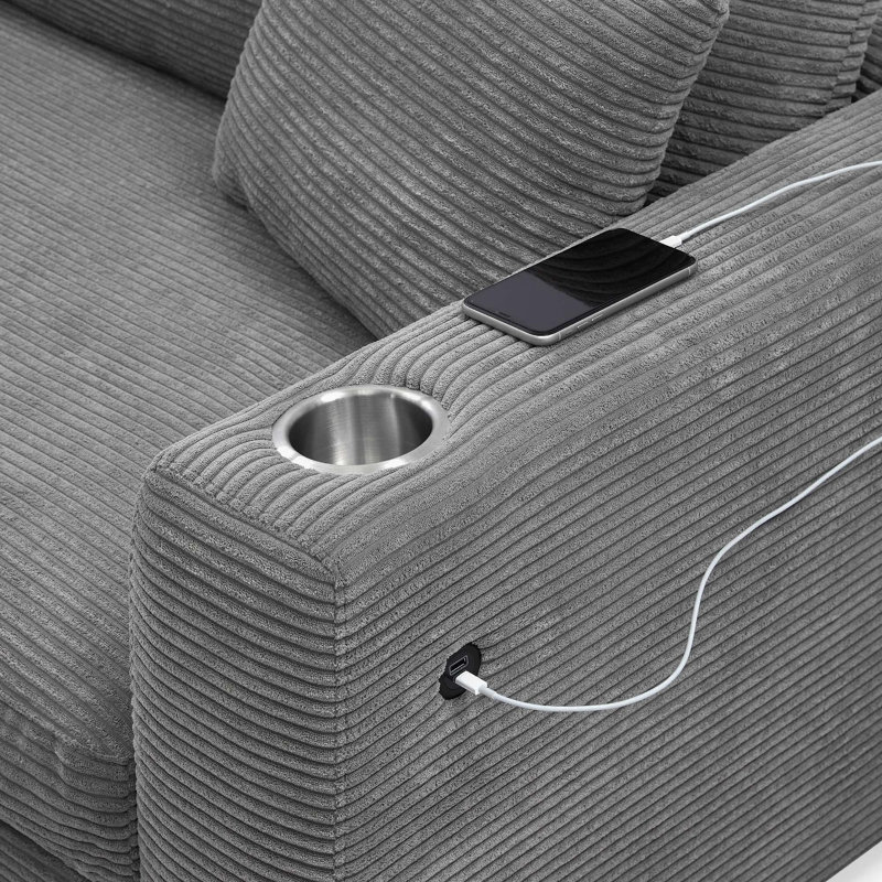 Canapé modulaire confortable surdimensionné en velours côtelé avec caractéristiques pratiques pour le salon