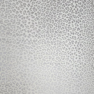 Philipp Plein Light Gray Gold Sparkles Glitter Wallpaper Faux Leopard Cheetah Skin