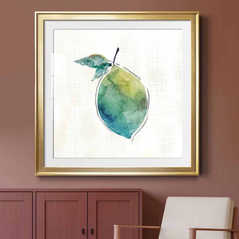 Happy Lime - peinture encadrée, H 30,5 po x l 30,5 po x P 1,5 po, Cadre doré