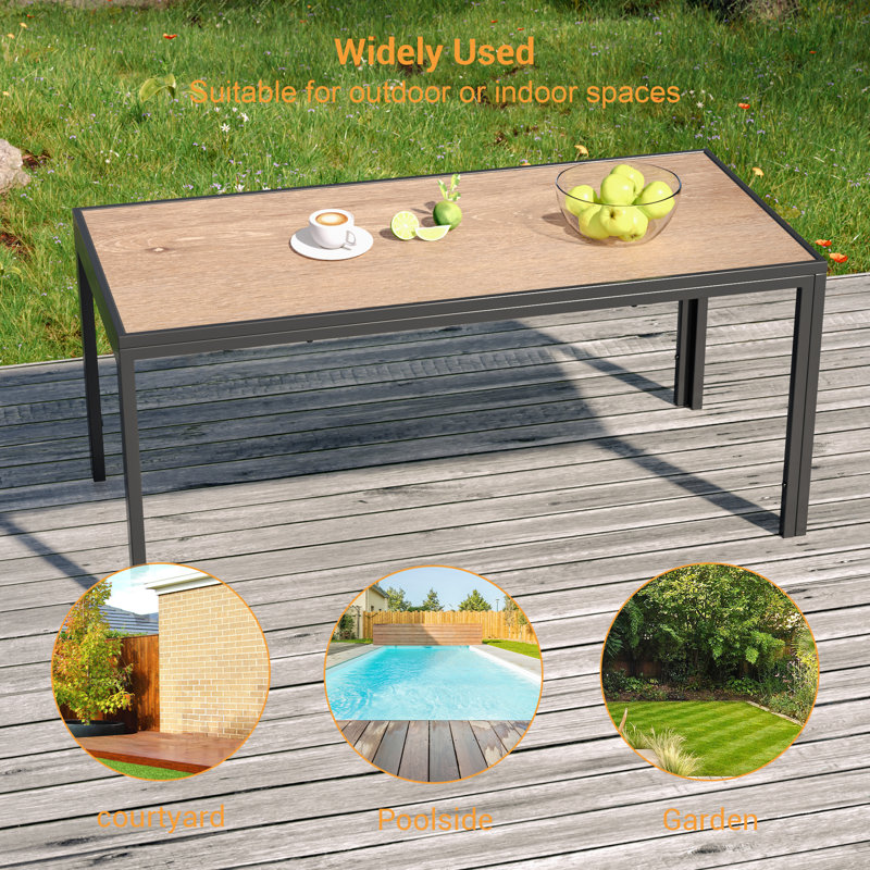 Rectangular Patio Coffee Table with Metal Frame
