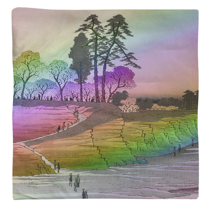 Utagawa Hiroshige Cotton Square Napkin, Rainbow