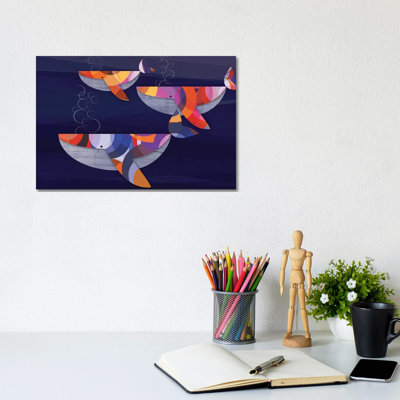 Whales 1 Piece Wrapped Canvas Wall Art