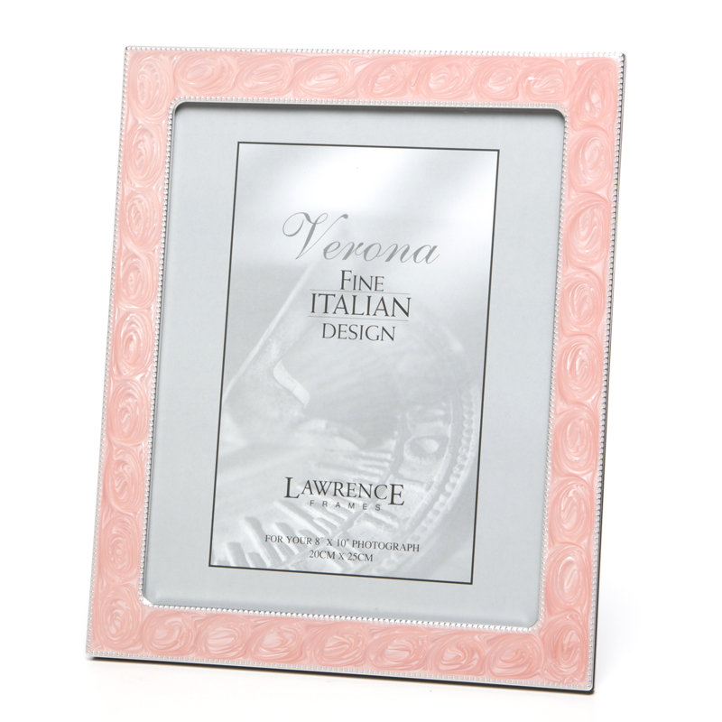 Metal Beaded Picture Frame, 8" x 10", Tourbillon rose et argent