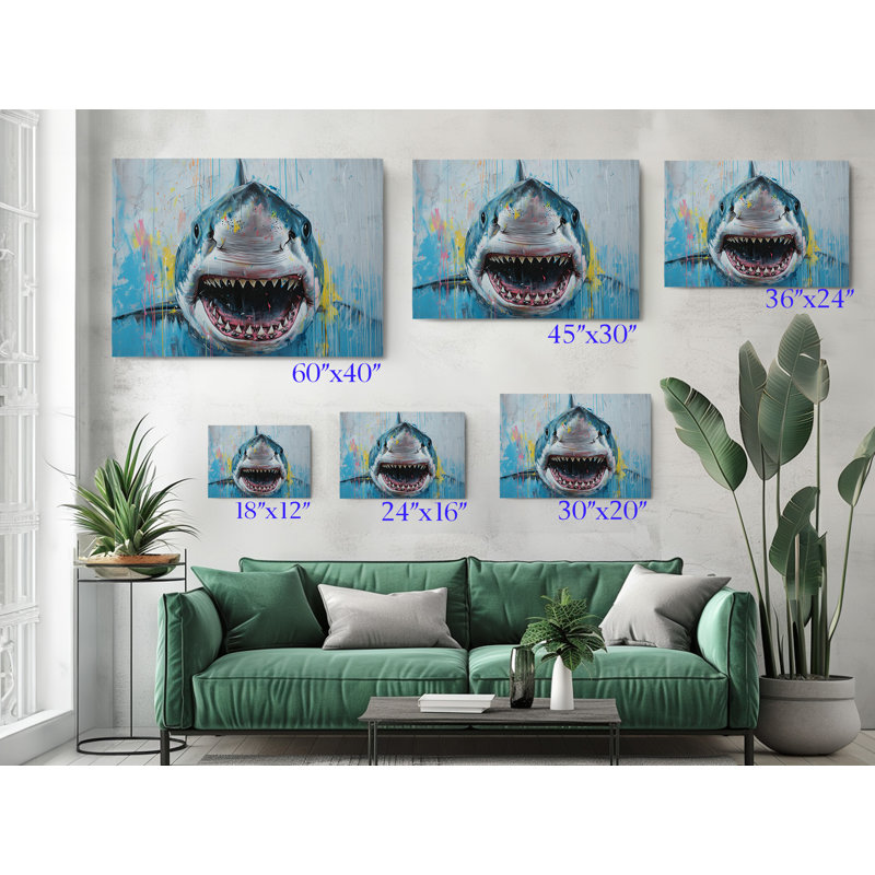 Reproduction de peinture de requin effrayant, décoration murale moderne pour la maison et le bureau, reproduction de peinture