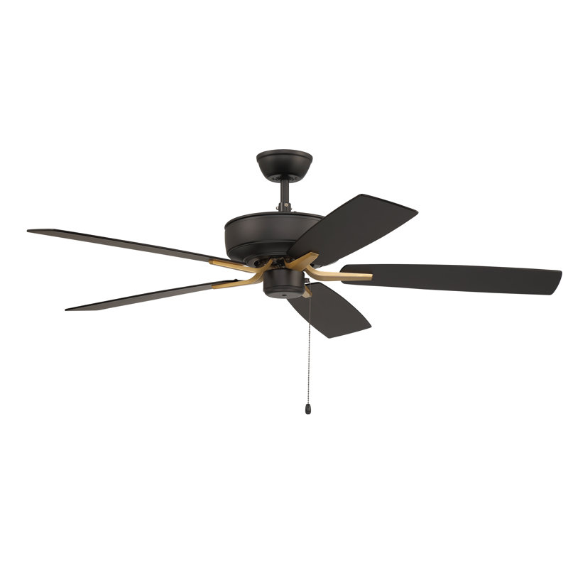 Pro Plus 52" Fan 52'' Ceiling Fan, Flat Black/Satin Brass With Black Walnut Blades