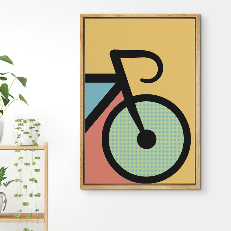 " Abstract Shapes Of Bicycle ", Brown Framed, 36" H x 24" W x 1.5" D