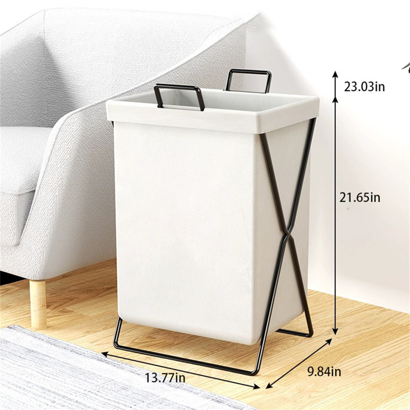 Fabric Laundry Hamper with Handles, White