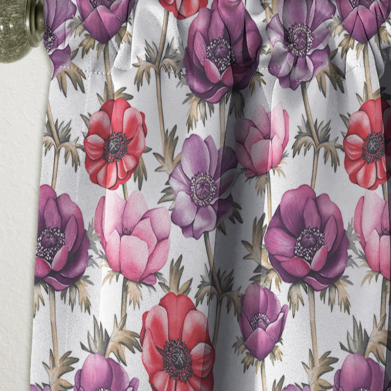 Floral Blackout Thermal Rod Pocket Single Curtain Panel, 52" W x 90" L