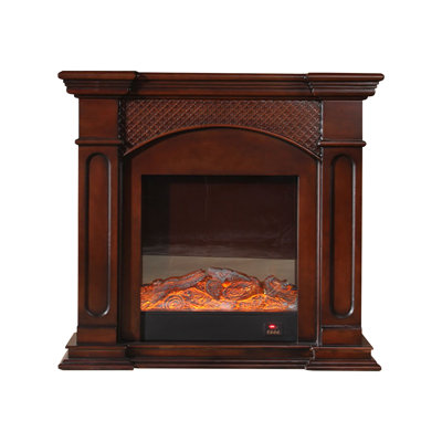 Wlanut Solid + Manufactured Wood Electric Fireplace
