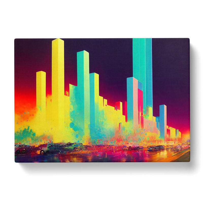 Dripping Paint City Skyline Vol.1 - Wrapped Canvas, 35cm H x 50cm W x 3cm D