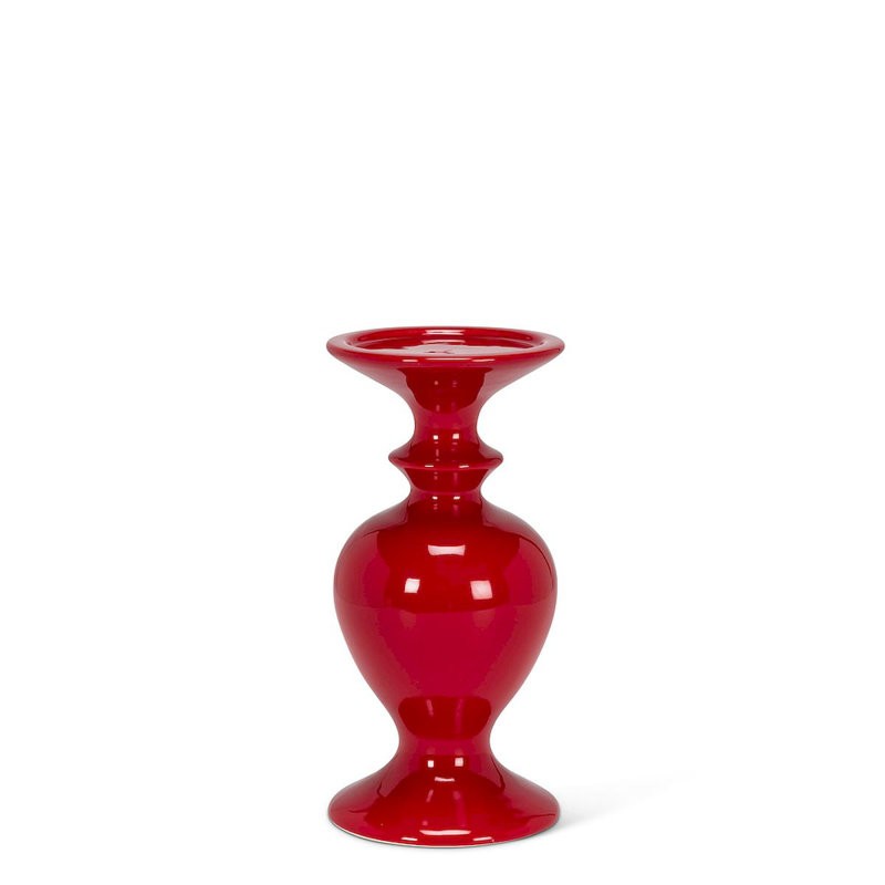 Bougeoir de table en céramique, H 8 po x l 4 po x P 4 po, Blanc