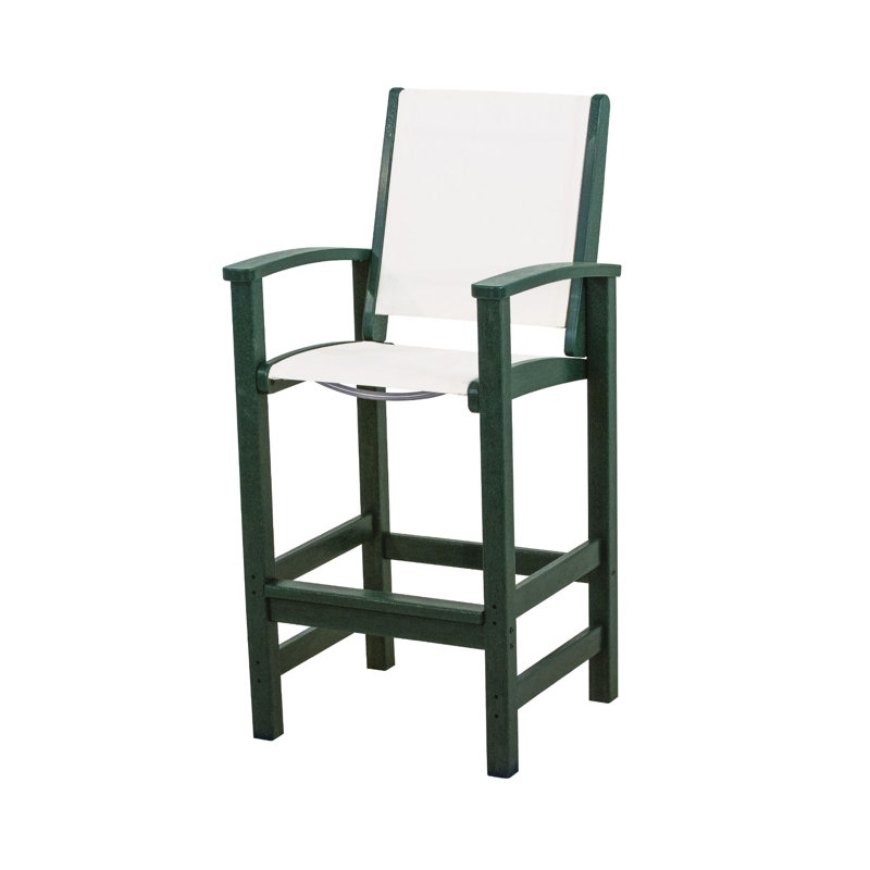 Chaise de bar POLYWOOD Coastal, Blanc/vert
