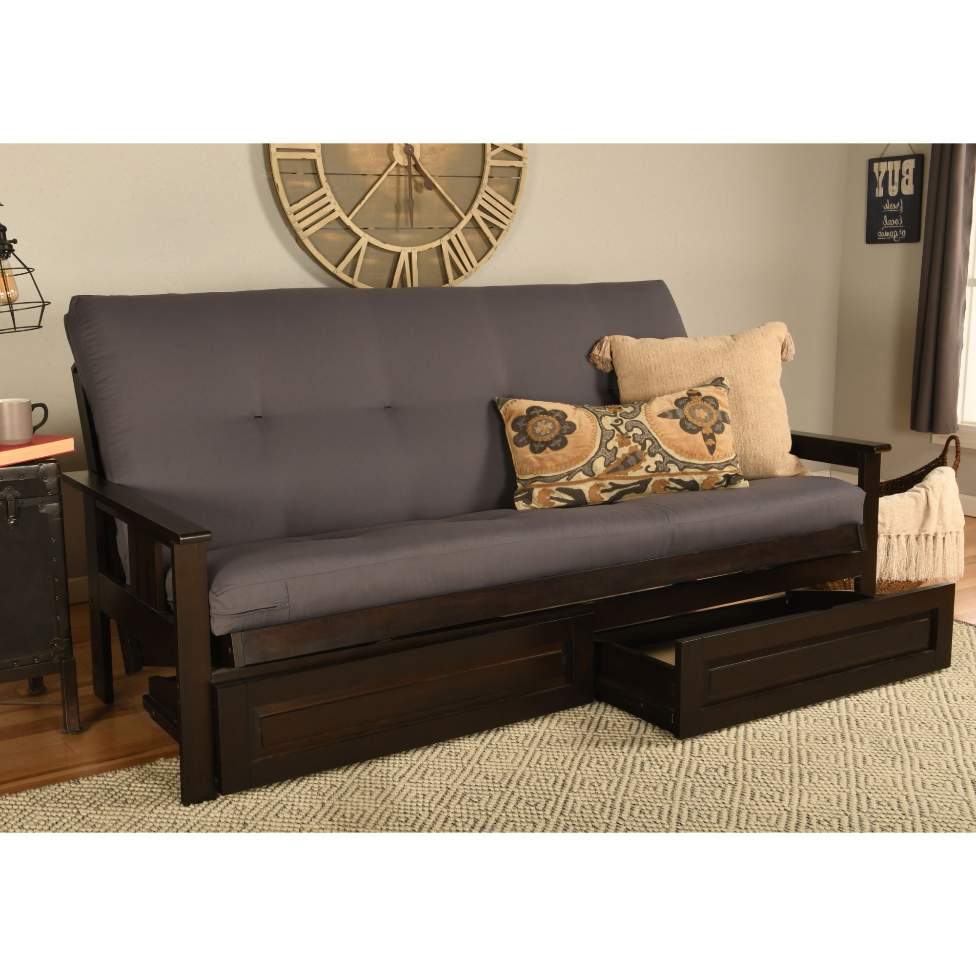 The Twillery Co. Stratford Full-Size Futon Frame Includes Storage ...