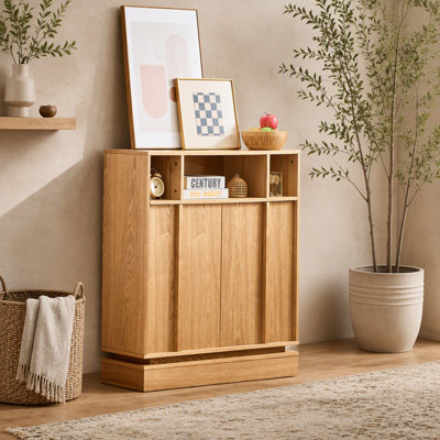 Buffet avec rangement, buffet cannelé de ferme avec 2 portes et tablette ajustable, meuble télé, armoire de rangement pour le vestibule, la cuisine, le salon et la salle à manger