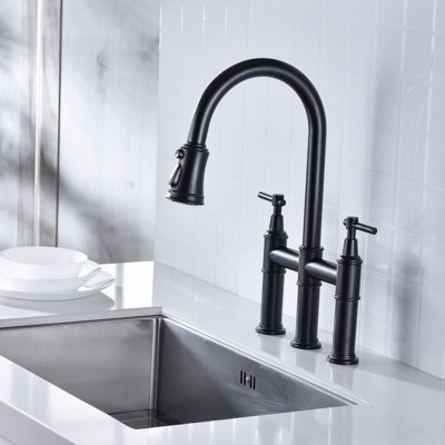 Bridge Kitchen Faucet With Pull-Down Sprayhead In Spot