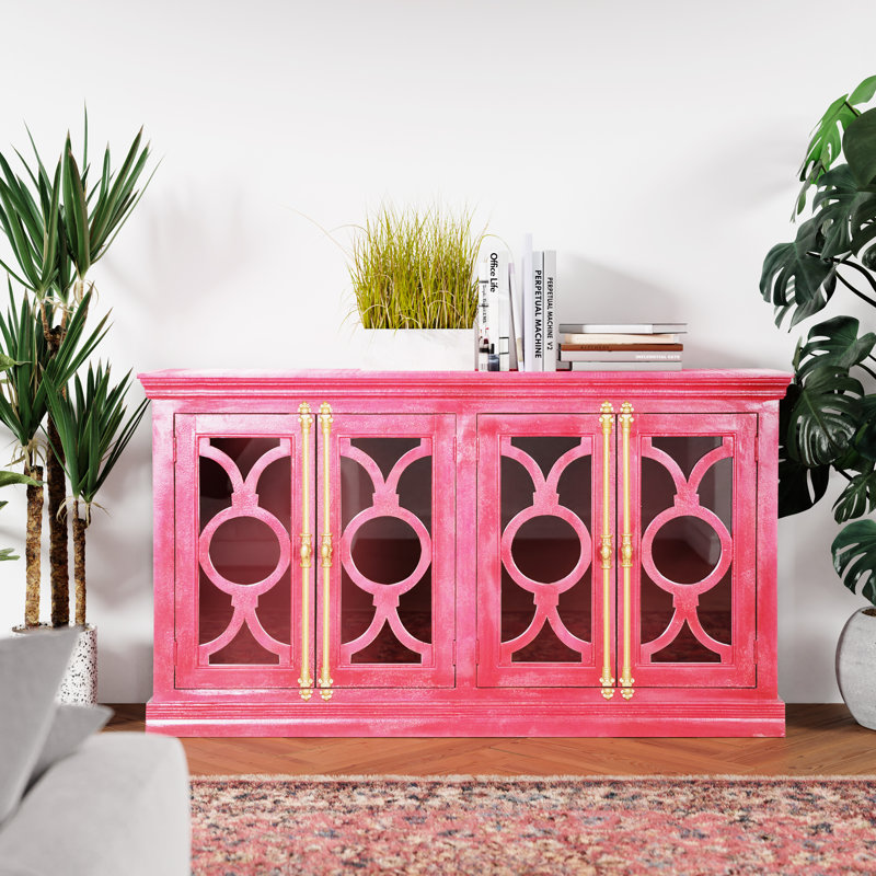 Buffet en bois massif Aayesha Charlton, Rouge
