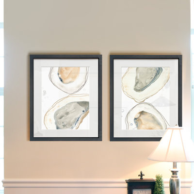 Ocean Oysters - ensemble de 2 reproductions d'art sur papier encadré